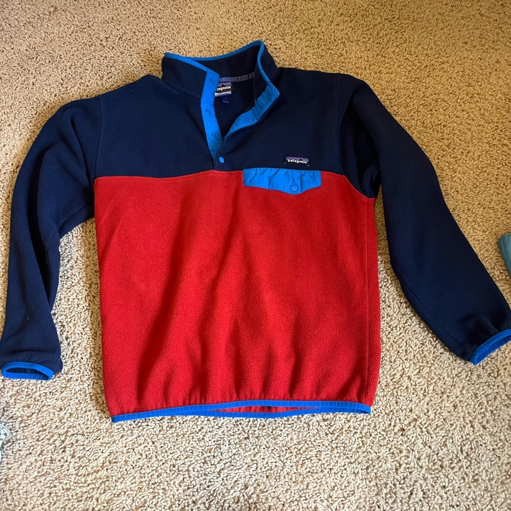 Patagonia Red and Blue Crewneck Sweater